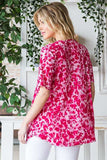 Heimish Full Size Short Sleeve Crisscross Animal Babydoll Top Plus Size - Trendsi - Flyclothing LLC