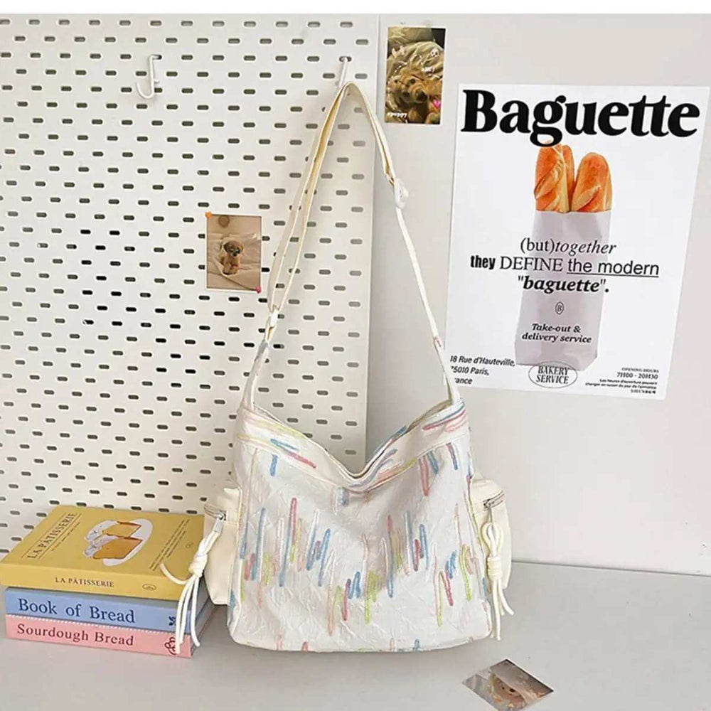 Contrast Texture Shoulder Bag - Trendsi - Flyclothing LLC