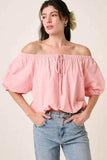 Mittoshop Linen Two-Way Short Sleeve Crop Blouse - Trendsi - Flyclothing LLC