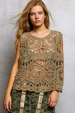 POL Openwork Round Neck Floral Crochet Tank - Trendsi - Flyclothing LLC