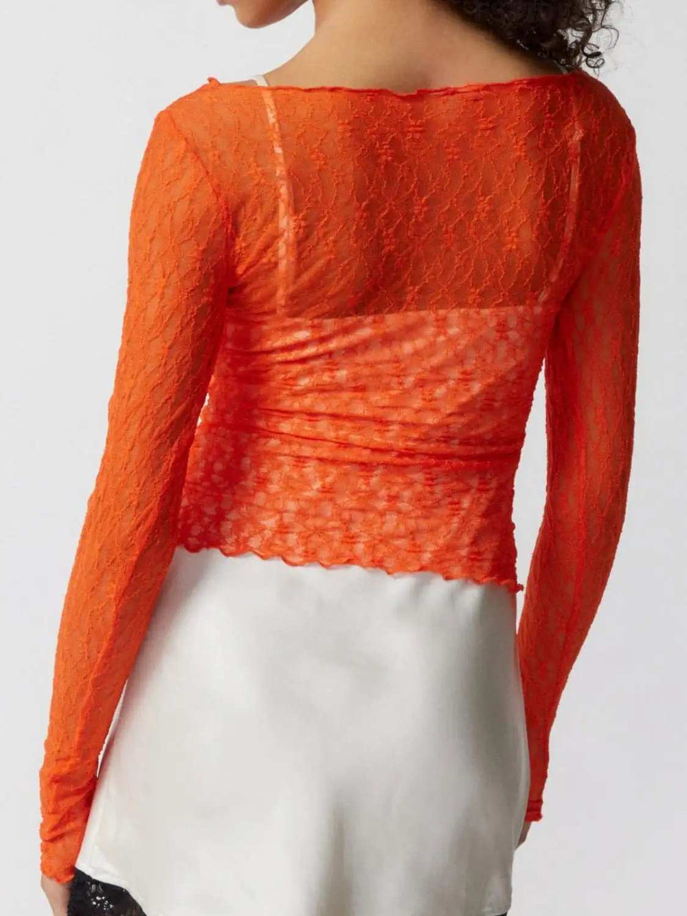 Lace Boat Neck Long Sleeve Blouse - Trendsi - Flyclothing LLC