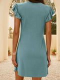 V-Neck Ruffled Cap Sleeve Mini Dress - Trendsi - Flyclothing LLC