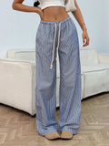 Drawstring Striped Wide Leg Pants - Trendsi - Flyclothing LLC