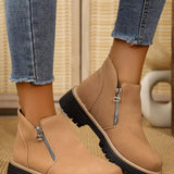 Ankle Boots with Zipper Accent - Trendsi - Flyclothing LLC