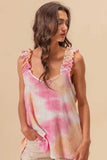 BiBi Tie Dye Printed Textured Woven with Ruffled - Trendsi - Flyclothing LLC