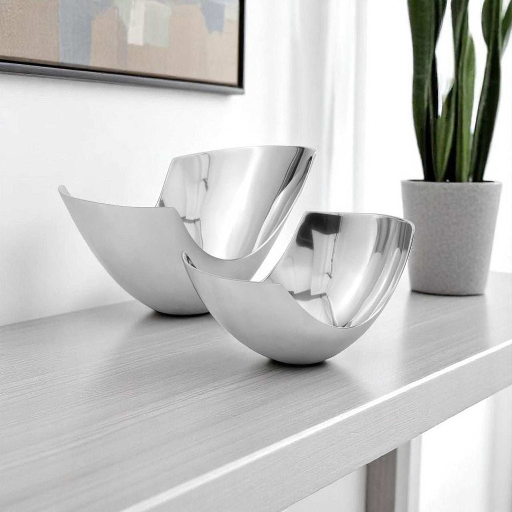 Set of Two Mod Aluminum Scoop Centerpiece Bowls - Homeroots - Flyclothing LLC