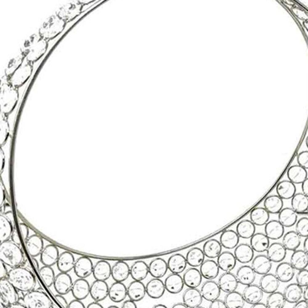 13" Silver and Faux Crystal Bling Ring Basket - Homeroots