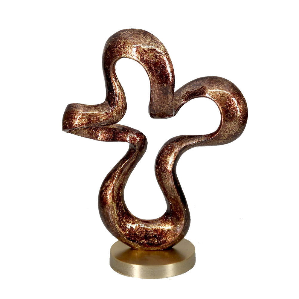 16" Brown And Gold Abstract Aluminum Sculpture - Homeroots