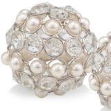 Set of Two Silver and Clear Faux Crystal and Pearl Decorative Orbs - Homeroots - Flyclothing LLC