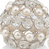 Set of Two Silver and Clear Faux Crystal and Pearl Decorative Orbs - Homeroots - Flyclothing LLC