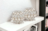 Set of Two Silver and Clear Faux Crystal and Pearl Decorative Orbs - Homeroots - Flyclothing LLC