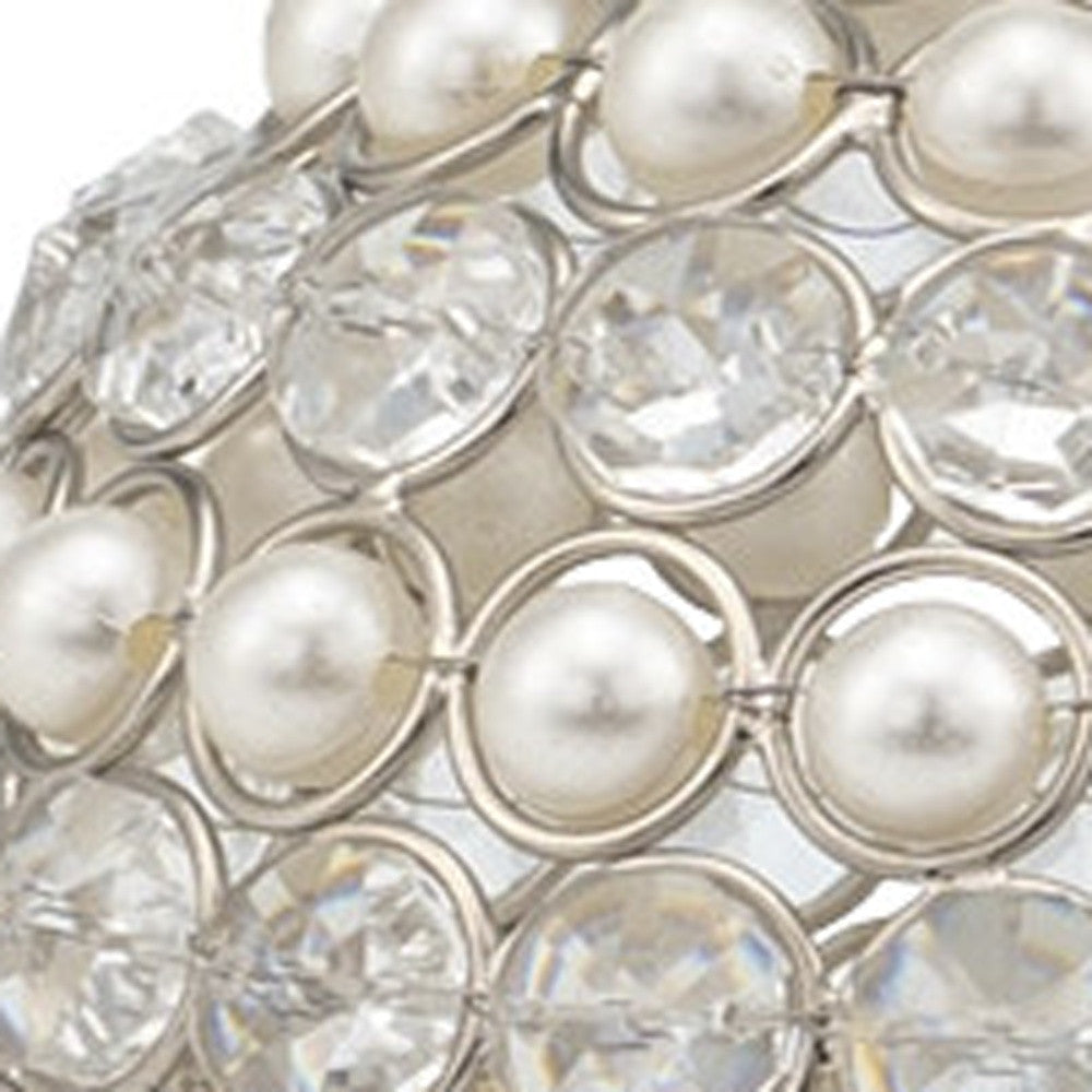 Set Of Two 5" Silver And Clear Faux Crystal Decorative Orb Sculptures - Homeroots