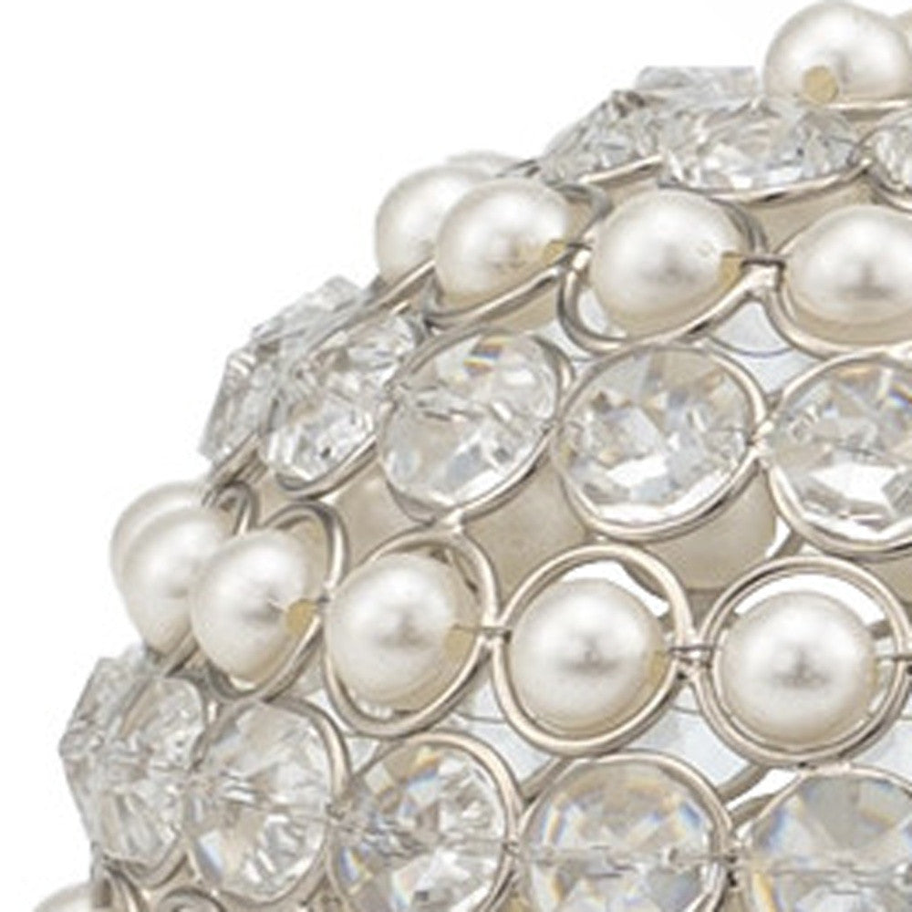 Set Of Two 5" Silver And Clear Faux Crystal Decorative Orb Sculptures - Homeroots