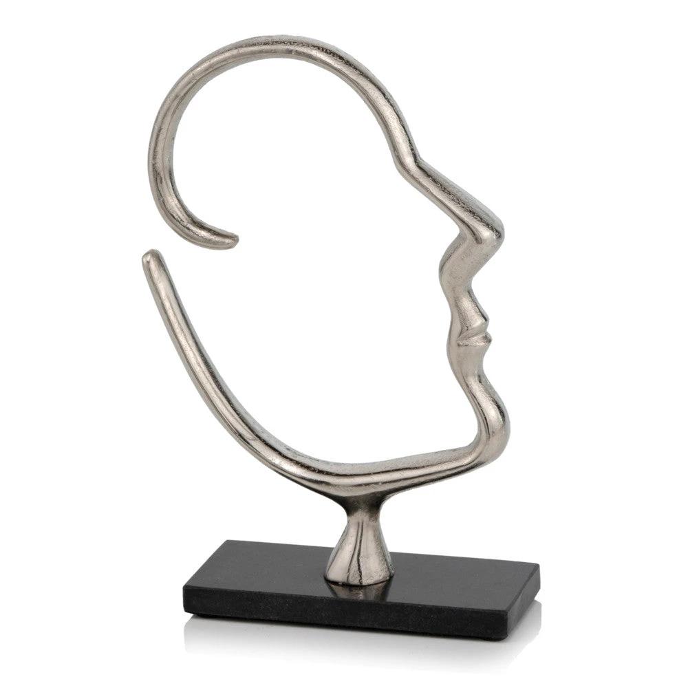 12" Black and Silver Marble and Aluminum Tabletop Sculpture - Homeroots