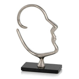 12" Black and Silver Marble and Aluminum Tabletop Sculpture - Homeroots