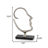 12" Black and Silver Marble and Aluminum Tabletop Sculpture - Homeroots