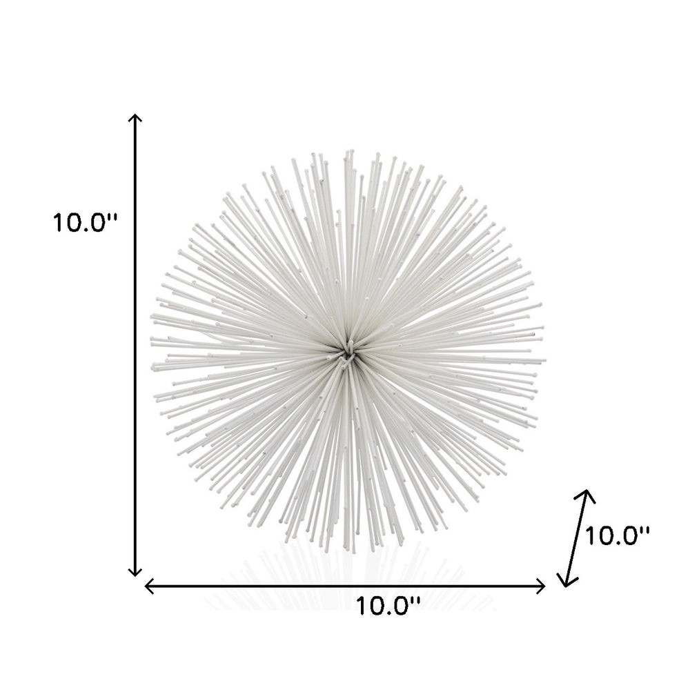 10" White Iron Decorative Orb Tabletop Sculpture - Homeroots - Flyclothing LLC