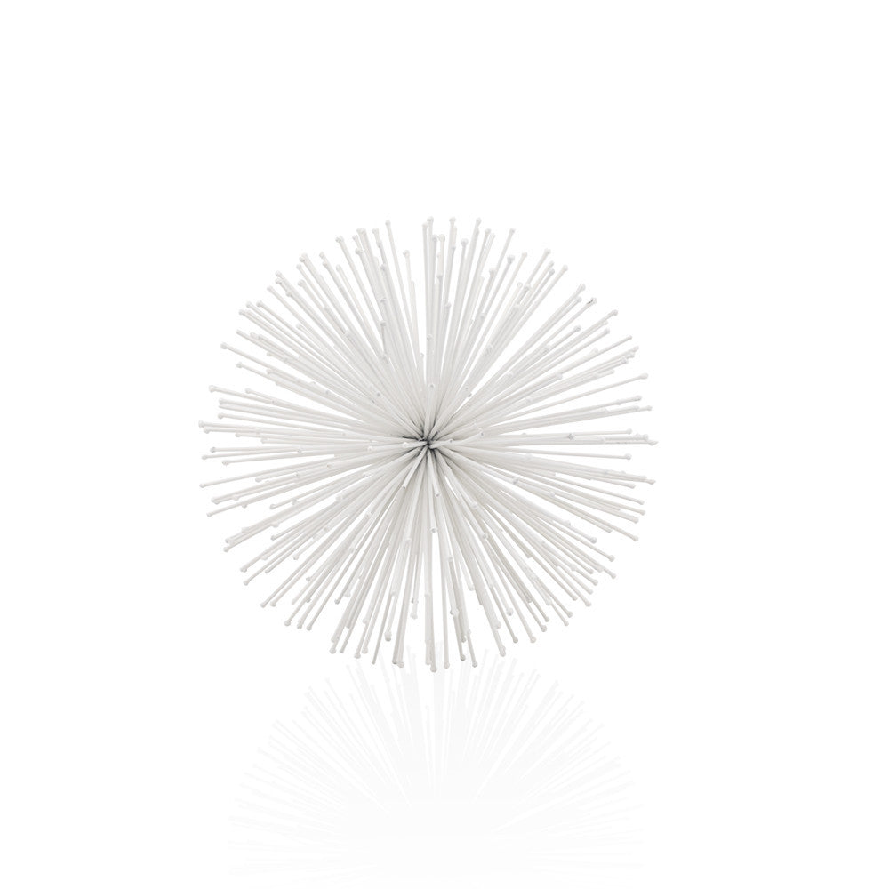 8" White Iron Decorative Orb Tabletop Sculpture - Homeroots - Flyclothing LLC