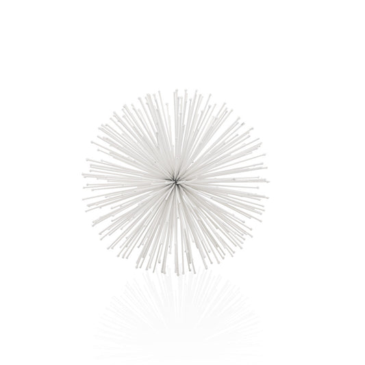 8" White Iron Decorative Orb Tabletop Sculpture - Homeroots