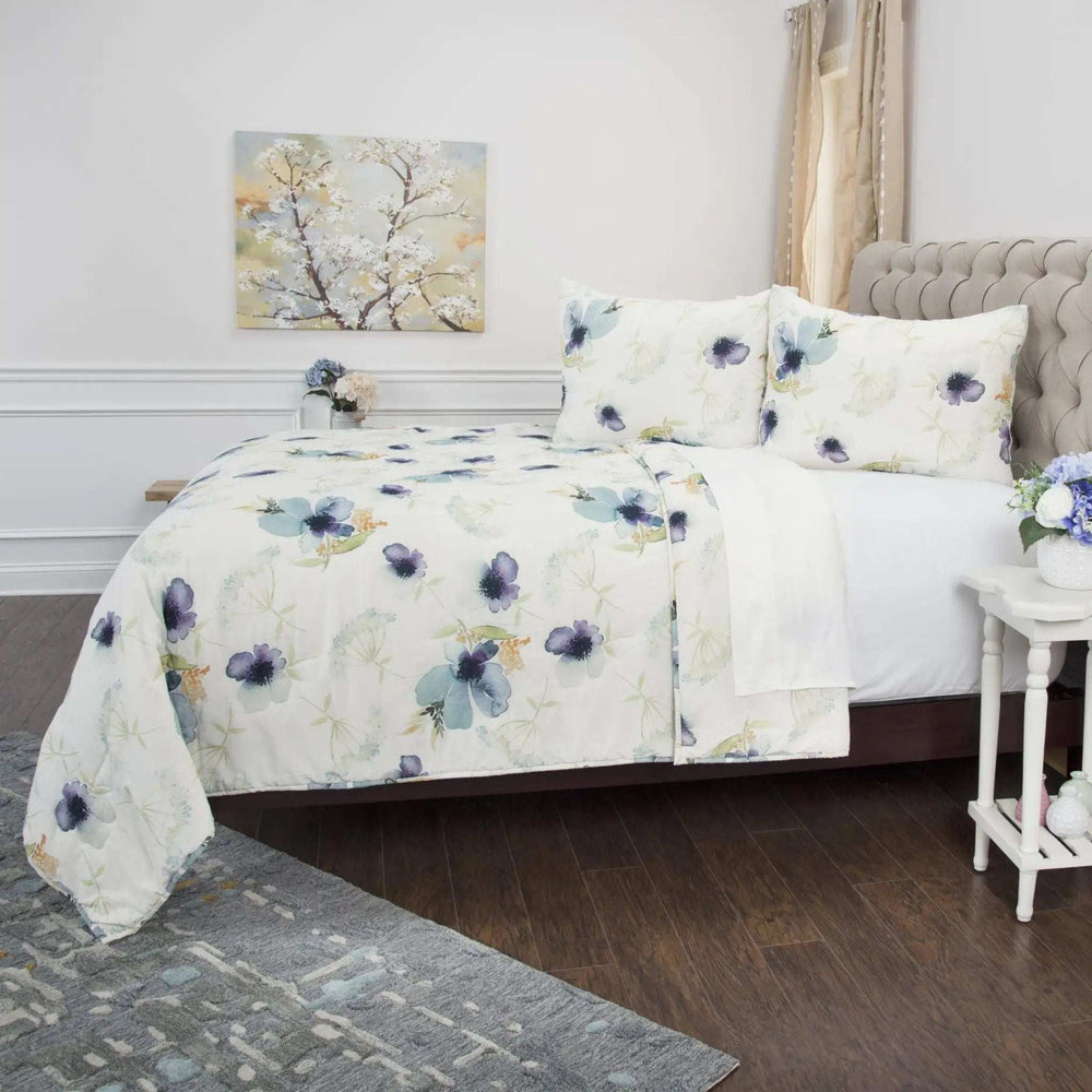 White-Multi Twin Extra Long 100% Cotton 300 Thread Count Machine Washable Down Alternative Comforter - Homeroots - Flyclothing LLC