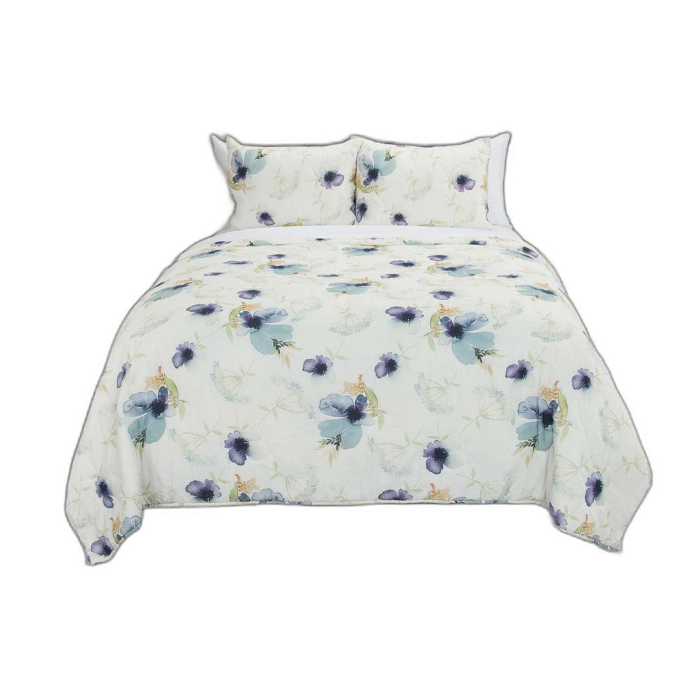 White-Multi Twin Extra Long 100% Cotton 300 Thread Count Machine Washable Down Alternative Comforter - Homeroots - Flyclothing LLC