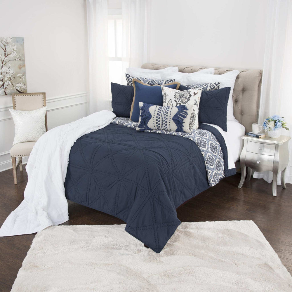 Indigo Twin Extra Long 100% Cotton 300 Thread Count Machine Washable Down Alternative Comforter - Homeroots - Flyclothing LLC