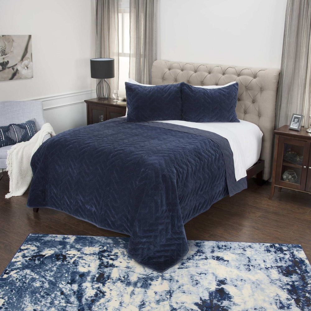 Indigo Queen 100% Cotton 300 Thread Count Dry Clean Only Down Alternative Comforter - Homeroots - Flyclothing LLC