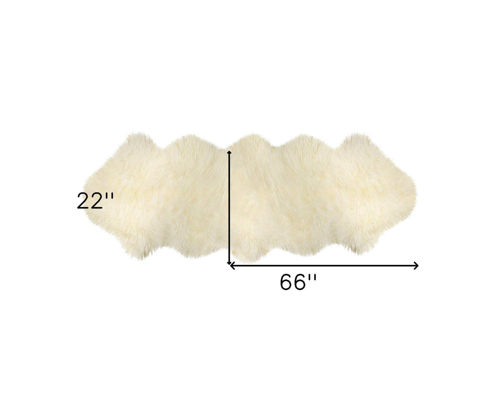 2' X 6' Ivory Wool Sheepskin Handmade Area Rug - Homeroots - Flyclothing LLC