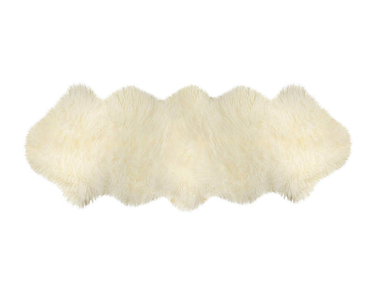 2' X 6' Ivory Wool Sheepskin Handmade Area Rug - Homeroots - Flyclothing LLC