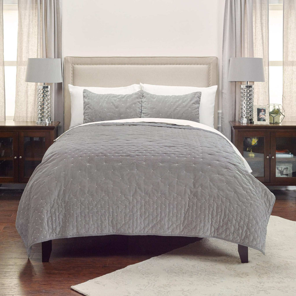 Gray Queen 100% Cotton 300 Thread Count Dry Clean Only Down Alternative Comforter - Homeroots - Flyclothing LLC