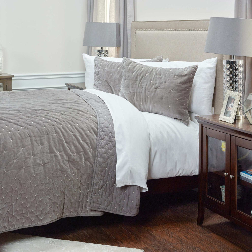 Gray Queen 100% Cotton 300 Thread Count Dry Clean Only Down Alternative Comforter - Homeroots - Flyclothing LLC