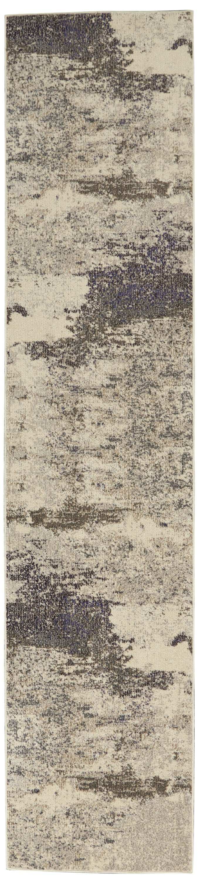 2' X 6' Ivory And Grey Abstract Power Loom Non Skid Runner Rug - Homeroots - Flyclothing LLC
