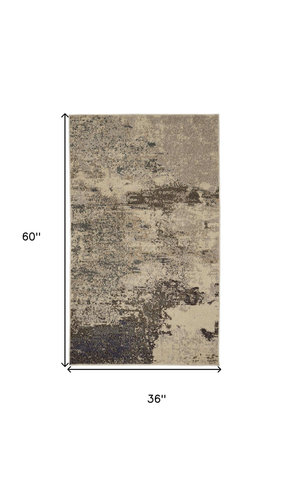 3' X 5' Ivory And Grey Abstract Power Loom Non Skid Area Rug - Homeroots - Flyclothing LLC