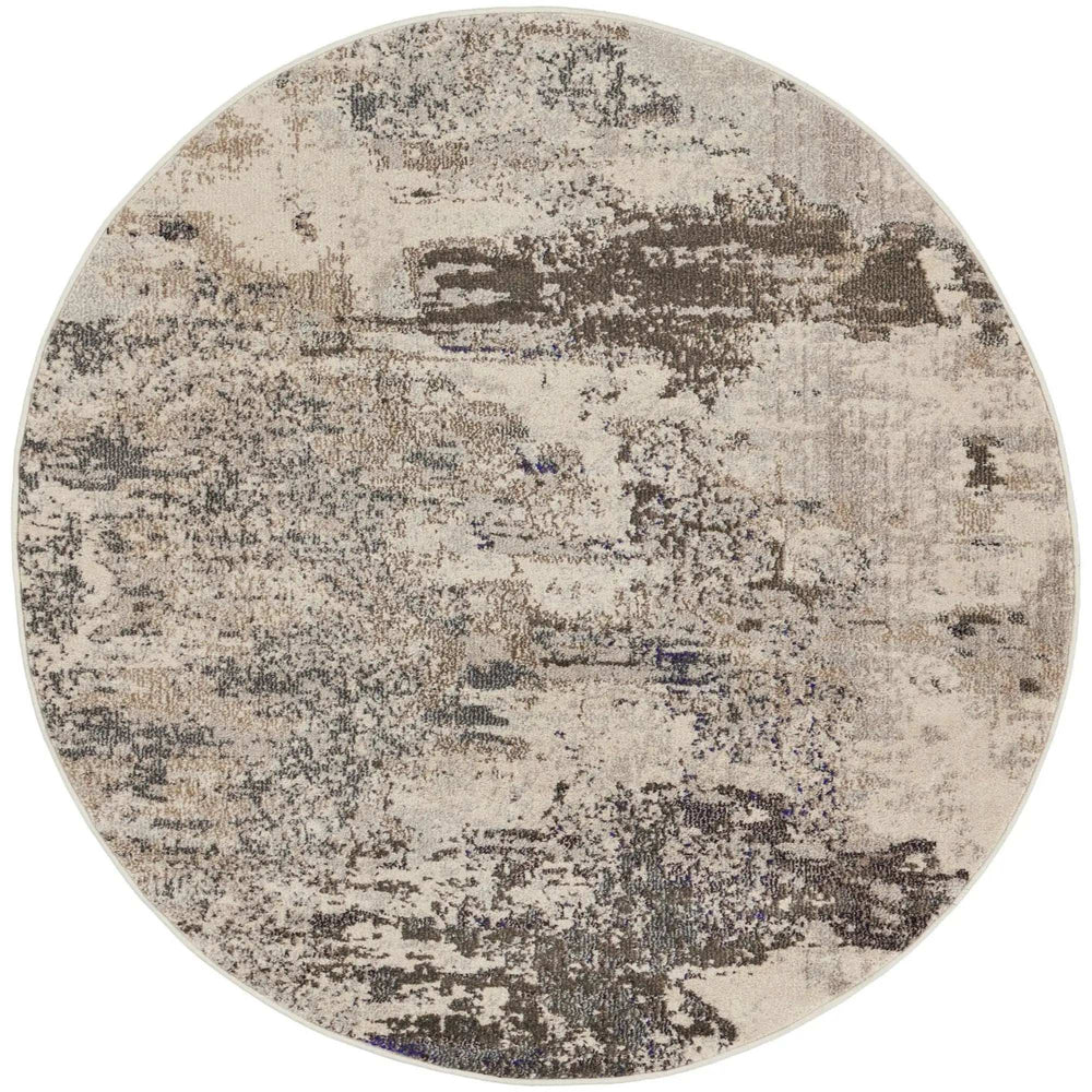 4' X 4' Ivory And Grey Round Abstract Power Loom Non Skid Area Rug - Homeroots - Flyclothing LLC