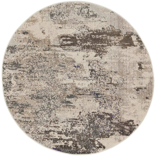 4' X 4' Ivory And Grey Round Abstract Power Loom Non Skid Area Rug - Homeroots - Flyclothing LLC