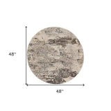 4' X 4' Ivory And Grey Round Abstract Power Loom Non Skid Area Rug - Homeroots - Flyclothing LLC
