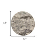 5' X 5' Ivory And Grey Round Abstract Power Loom Non Skid Area Rug - Homeroots - Flyclothing LLC