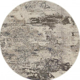 5' X 5' Ivory And Grey Round Abstract Power Loom Non Skid Area Rug - Homeroots - Flyclothing LLC