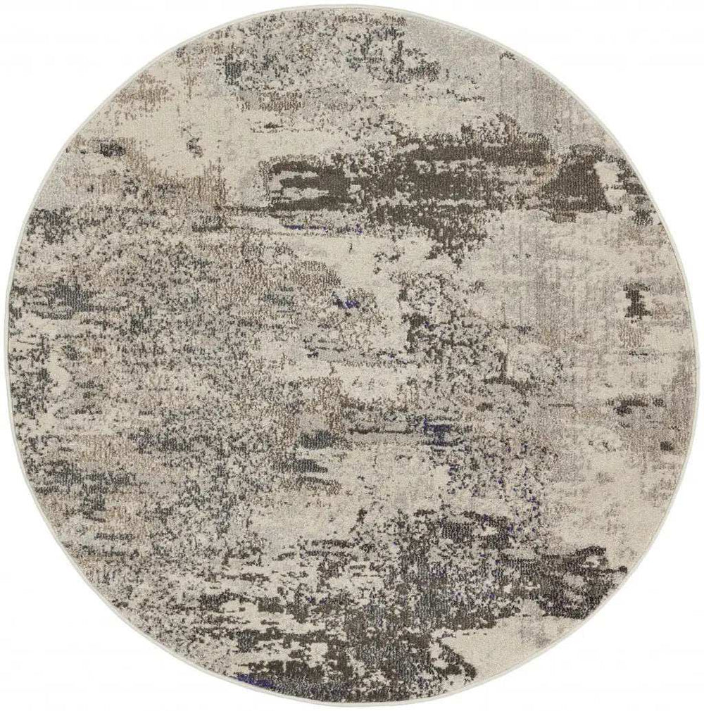 8' X 8' Ivory And Grey Round Abstract Power Loom Non Skid Area Rug - Homeroots - Flyclothing LLC