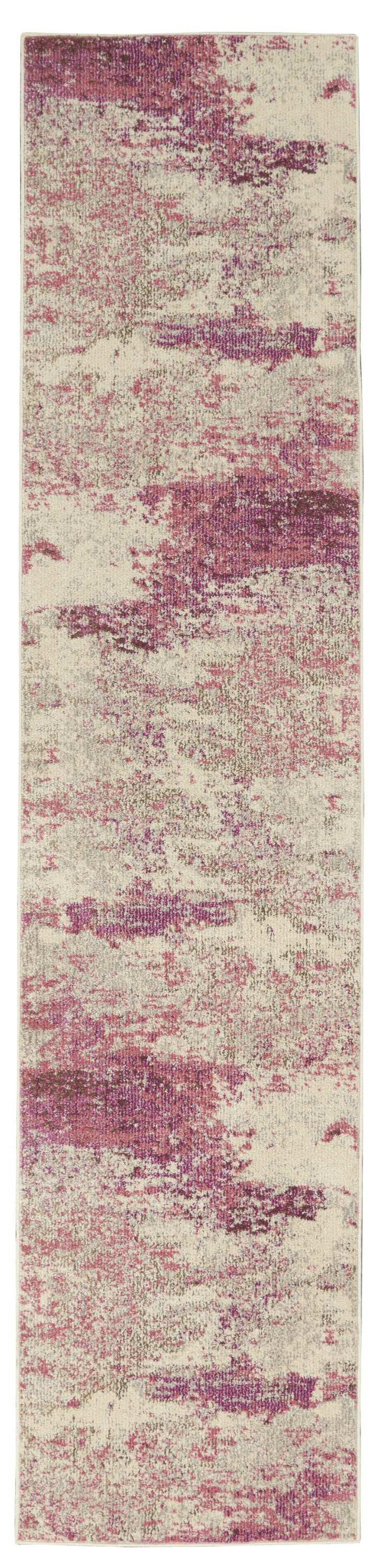 2' X 6' Ivory And Pink Abstract Power Loom Non Skid Runner Rug - Homeroots - Flyclothing LLC