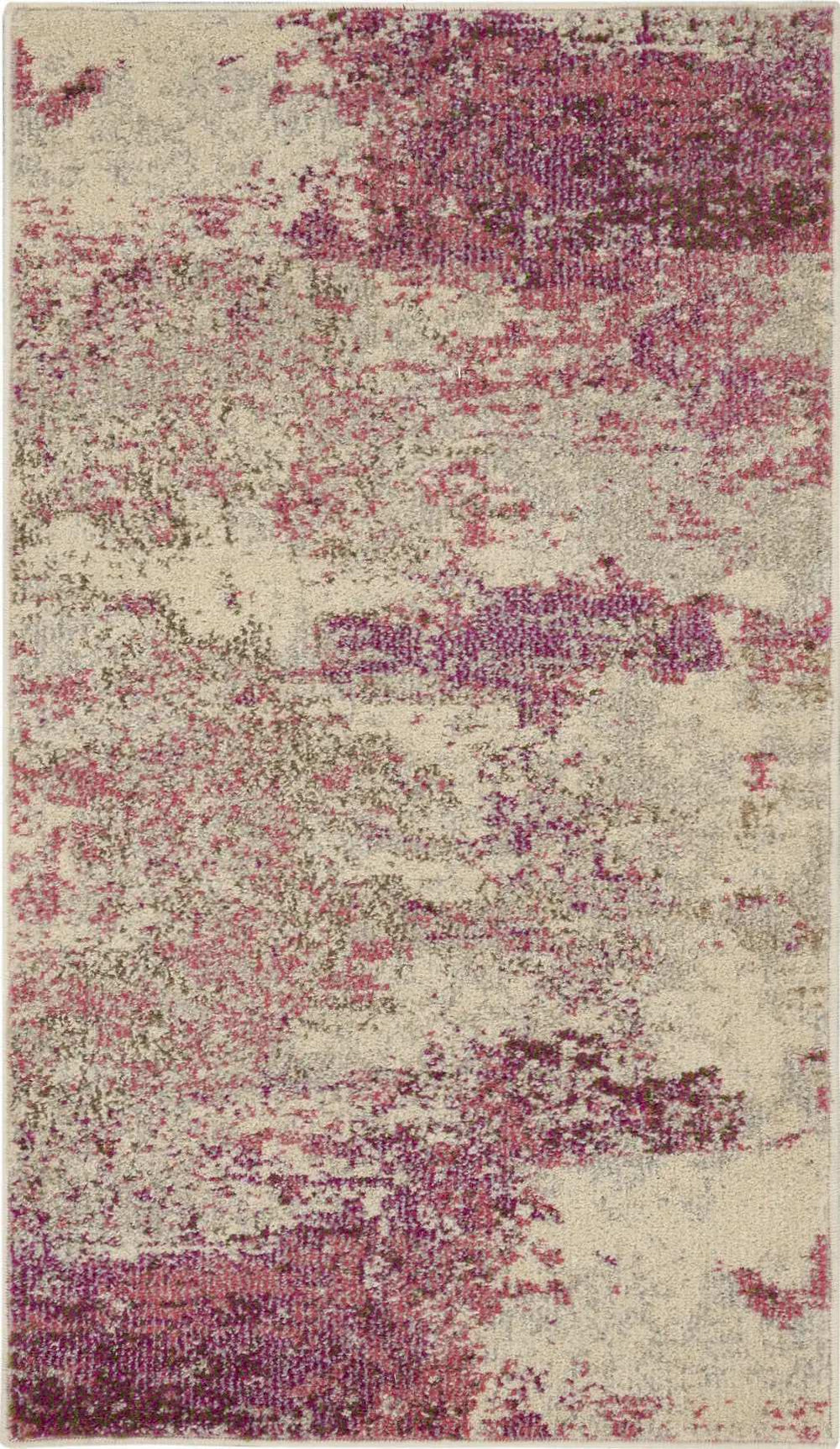 2' X 4' Ivory And Pink Abstract Power Loom Non Skid Area Rug - Homeroots - Flyclothing LLC