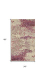 2' X 4' Ivory And Pink Abstract Power Loom Non Skid Area Rug - Homeroots - Flyclothing LLC