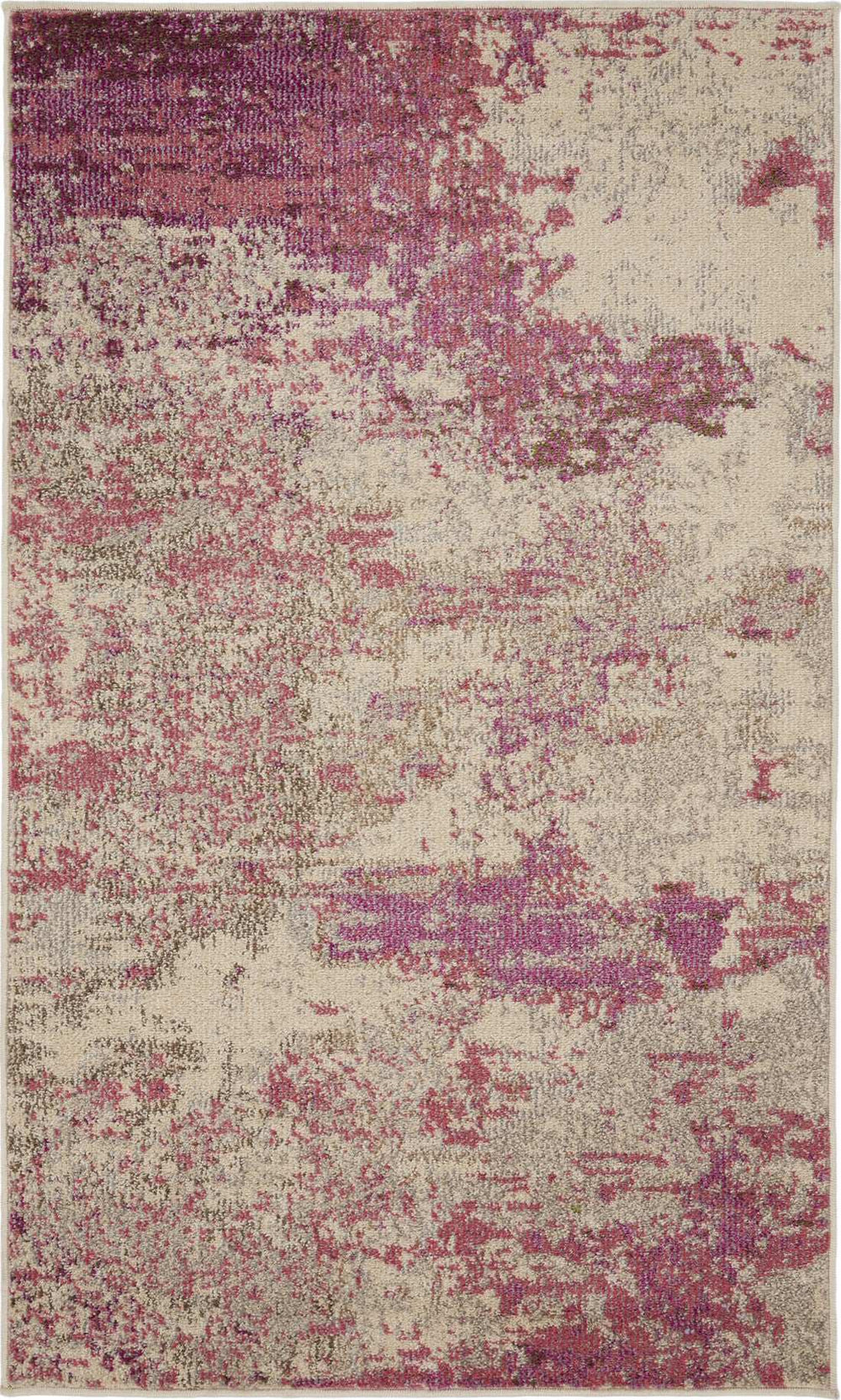 3' X 5' Ivory And Pink Abstract Power Loom Non Skid Area Rug - Homeroots - Flyclothing LLC