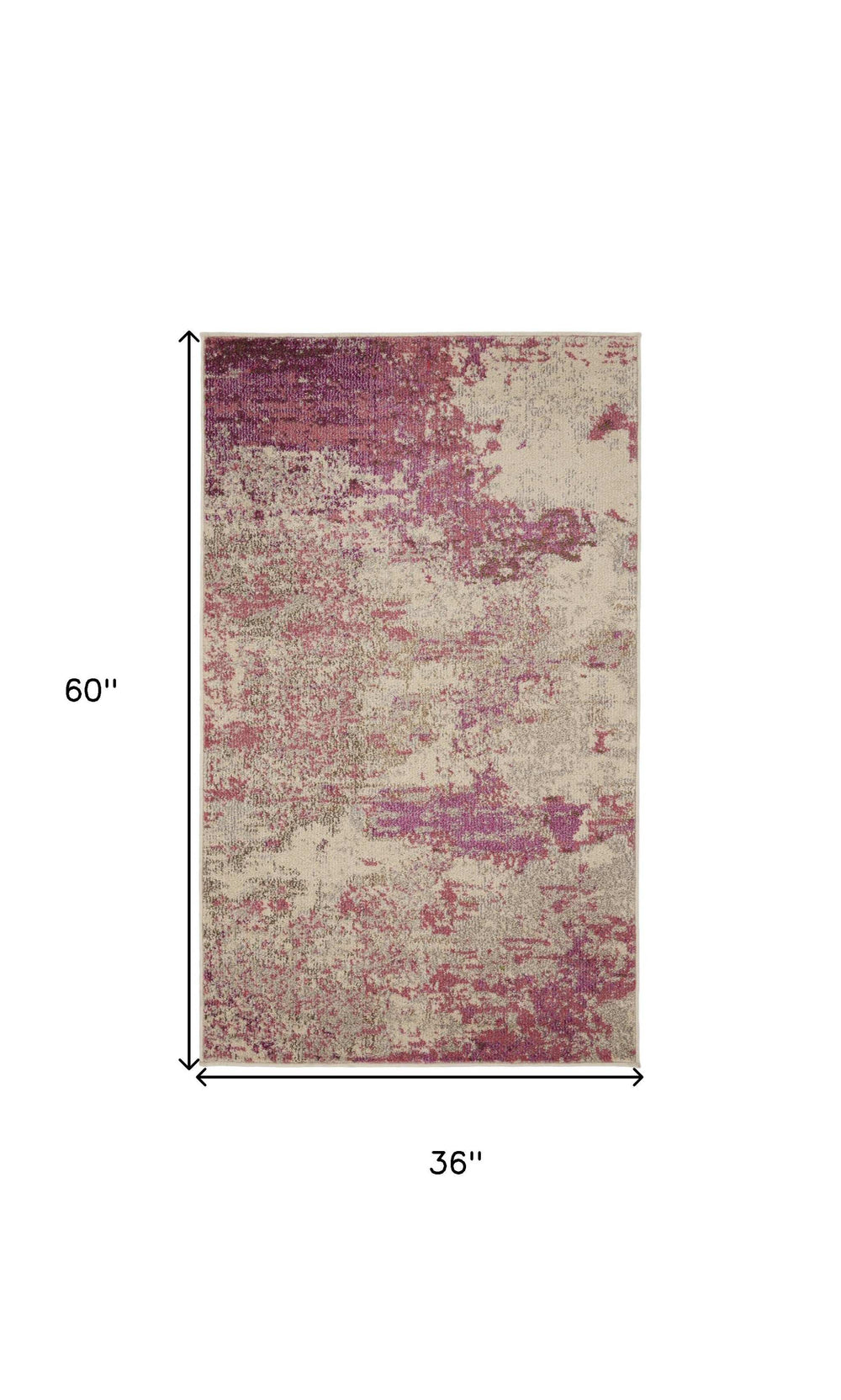 3' X 5' Ivory And Pink Abstract Power Loom Non Skid Area Rug - Homeroots - Flyclothing LLC