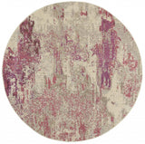 4' X 4' Ivory And Pink Round Abstract Power Loom Non Skid Area Rug - Homeroots - Flyclothing LLC