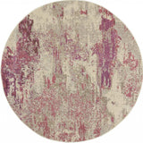 4' X 4' Ivory And Pink Round Abstract Power Loom Non Skid Area Rug - Homeroots - Flyclothing LLC