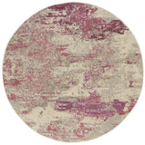 5' X 5' Ivory And Pink Round Abstract Power Loom Non Skid Area Rug - Homeroots - Flyclothing LLC
