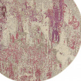 8' X 8' Ivory And Pink Round Abstract Power Loom Non Skid Area Rug - Homeroots - Flyclothing LLC