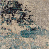 2' X 6' Ivory And Teal Blue Abstract Power Loom Non Skid Runner Rug - Homeroots - Flyclothing LLC