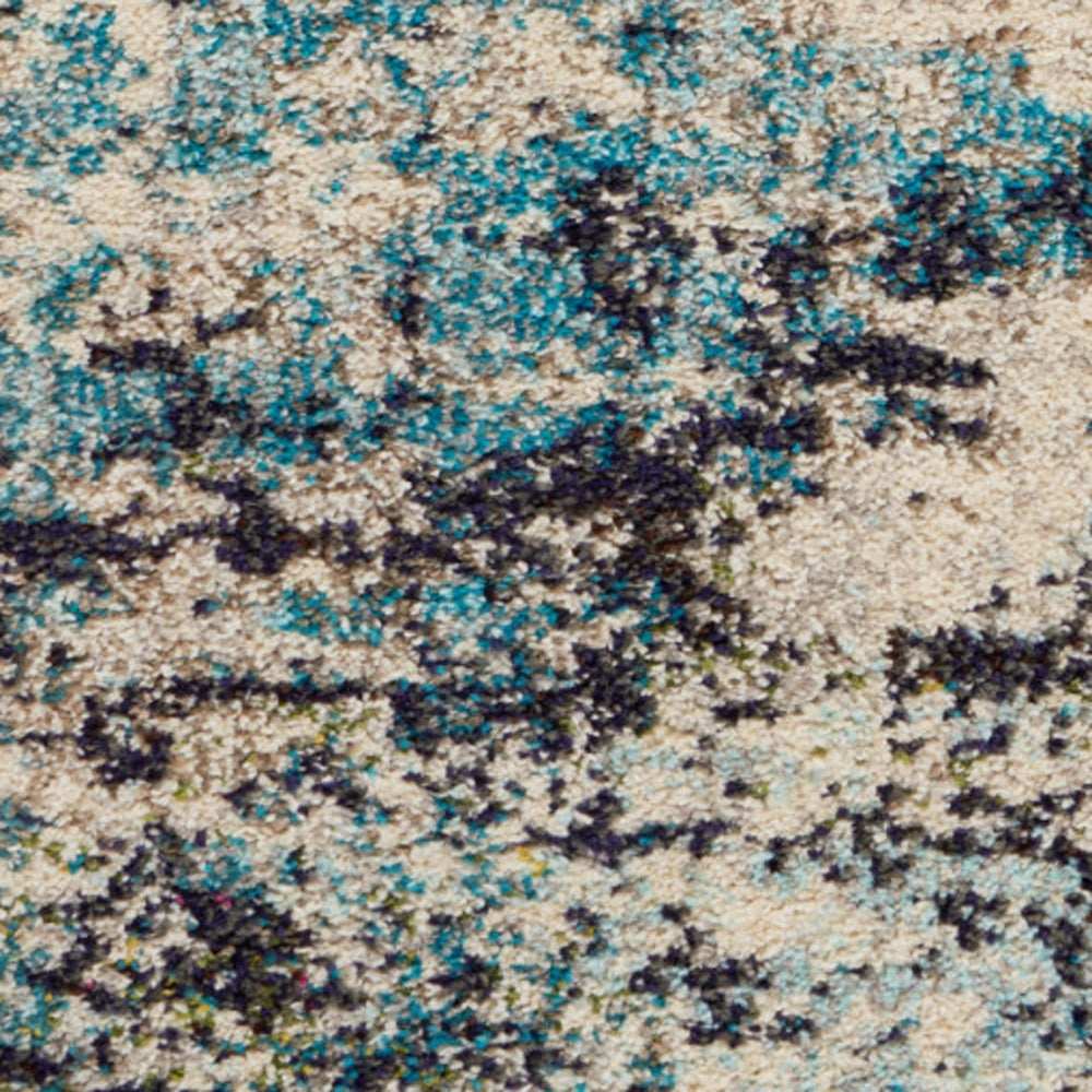 2' X 4' Ivory And Teal Blue Abstract Power Loom Non Skid Area Rug - Homeroots - Flyclothing LLC